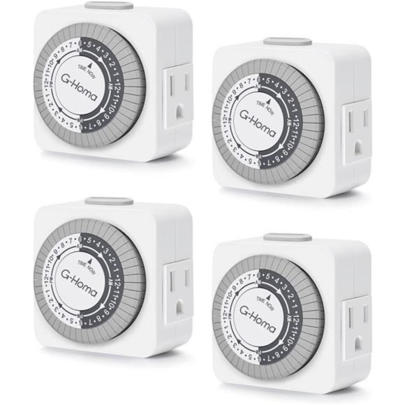 Timers, 24 Hour Indoor Plug-in Mechanical Timer Mini, 3-Prong,  (4-Pack) - Picture 1 of 6